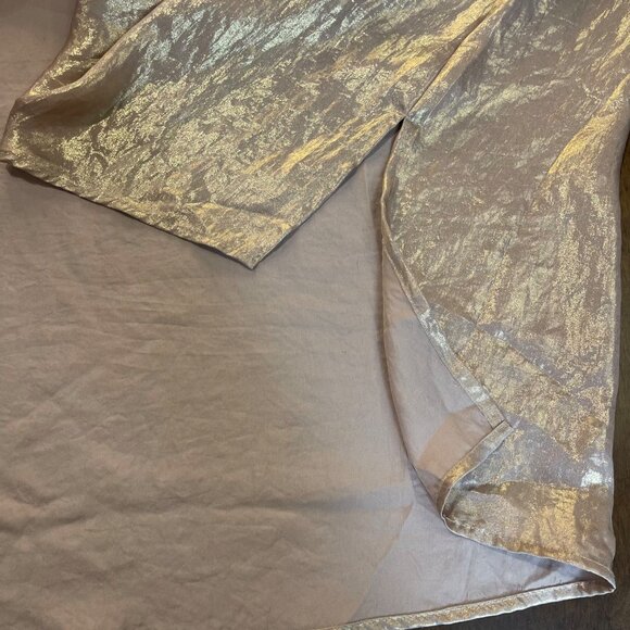 Calvin Klein Metallic Blouse Women's Plus Size 3X Roll Tab Sleeves Button Front - Picture 8 of 11